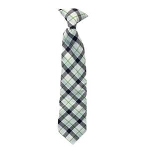 Boys Plaid Clip Tie black white green